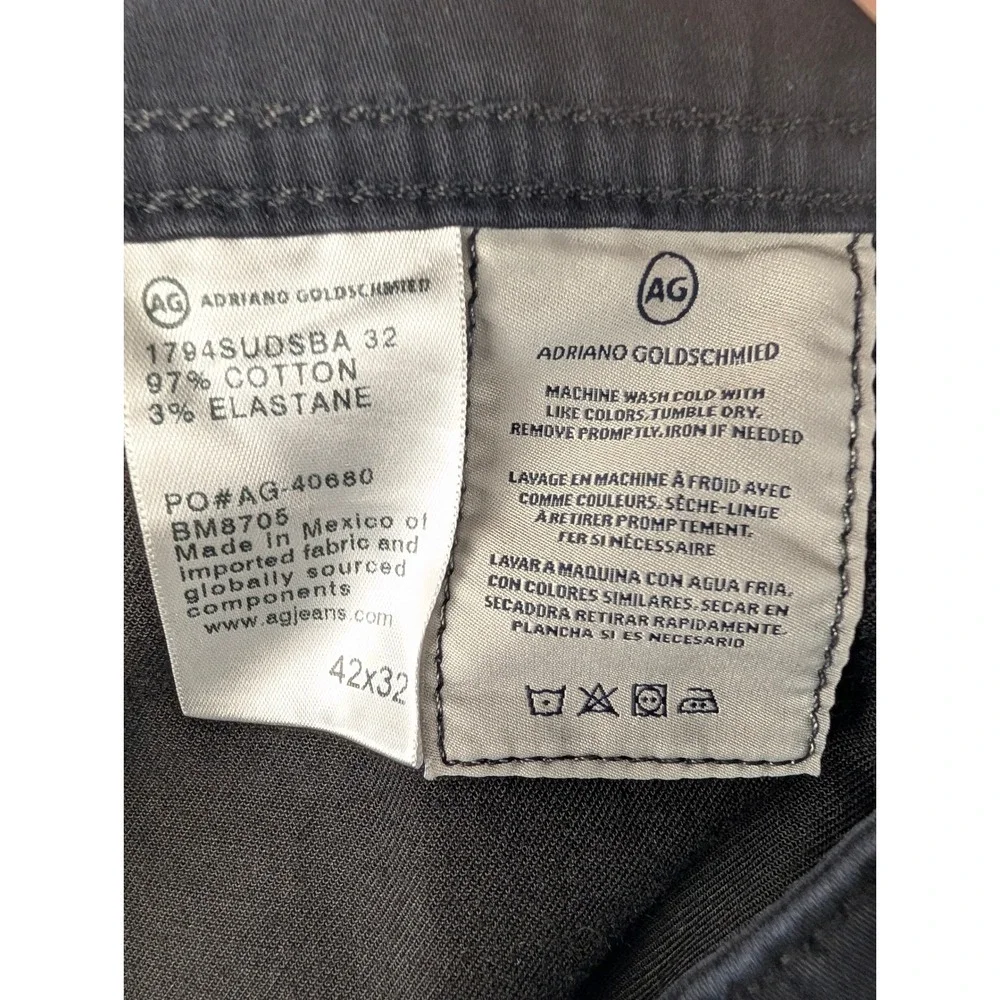AG Adriano Goldschmied Everett Pants Mens 42x28 Charcoal Slim Straight Chinos
